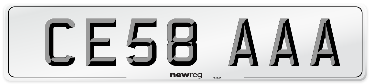 CE58 AAA Number Plate from New Reg